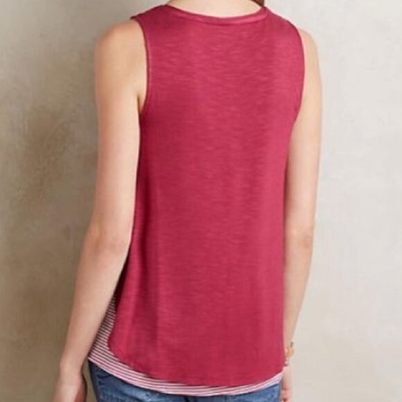 Anthropologie Deletta Weekdays Layered Tank Pink Bohemian Size XS Top Red Boho - Picture 8 of 8